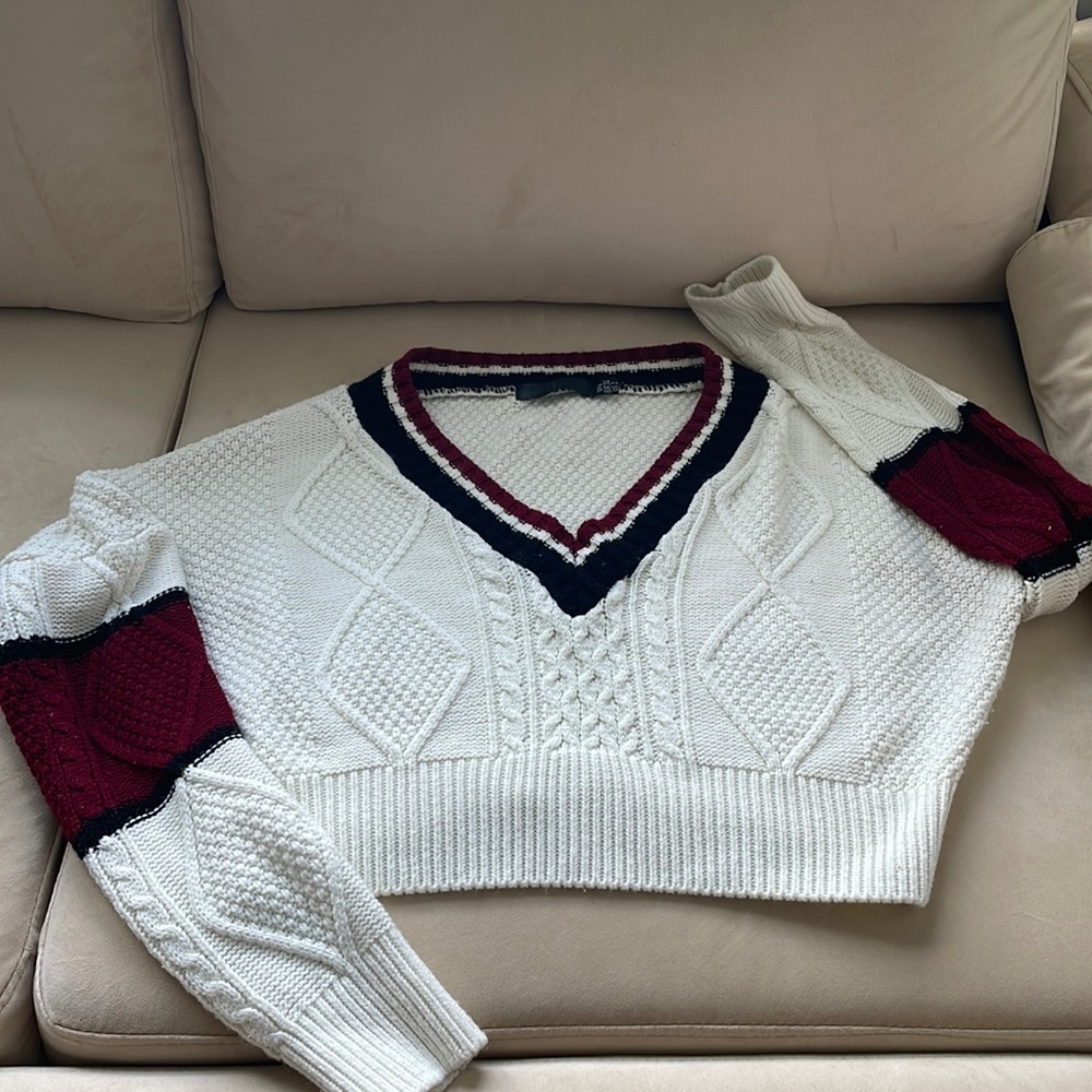 Misguided varsity cropped knit sweater